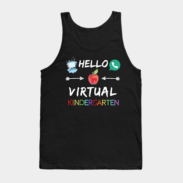 Back to School Virtual Kindergarten Shirt 2020 Zoom Kids Learn Children Teaching Education Student September Halloween Funny Sarcastic Class Motivational Inspirational Birthday Gift Tank Top by EpsilonEridani